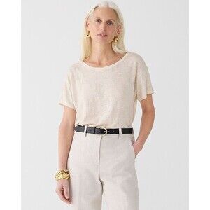 J.Crew Women’s Relaxed Stretch linen T-shirt Short Sleeves NWT Size XS